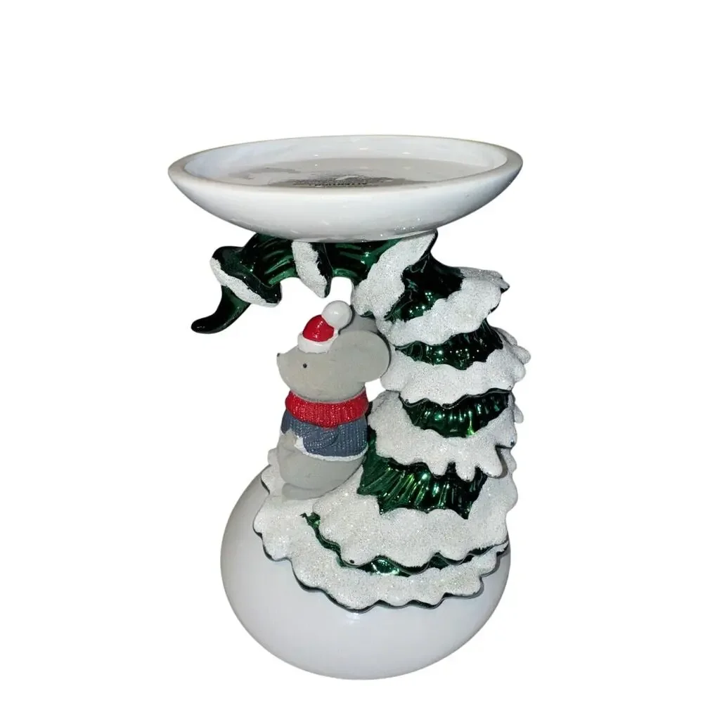 NEW Bath And Body Works Christmas TREE MOUSE Single‎ Wick Candle Pedestal Holder